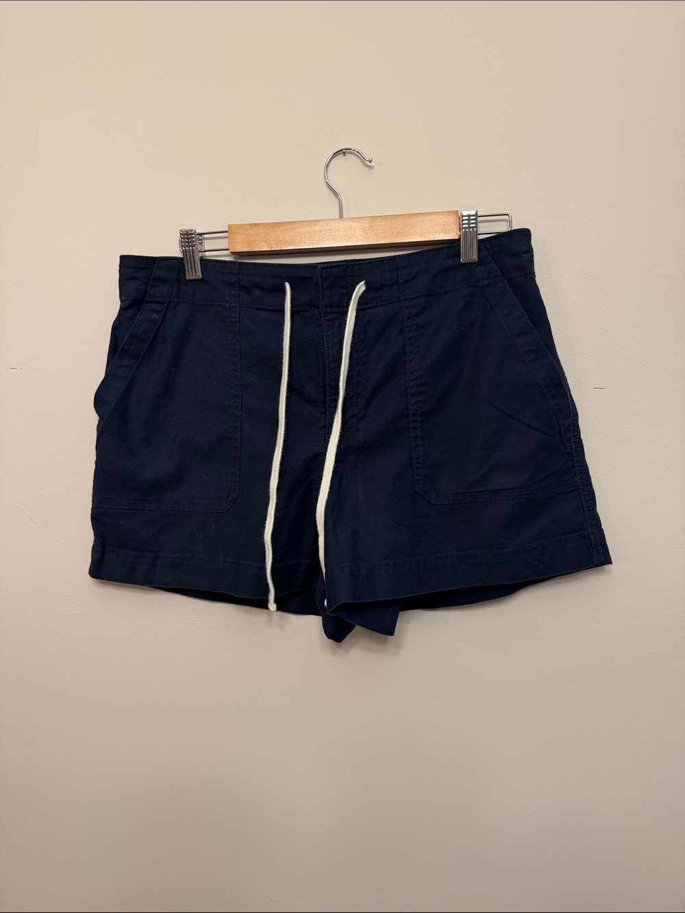 LOFT Navy Elastic Waist Shorts with Drawstring